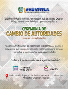 Renovación de Autoridades en Ahuatitla, Orizatlán.